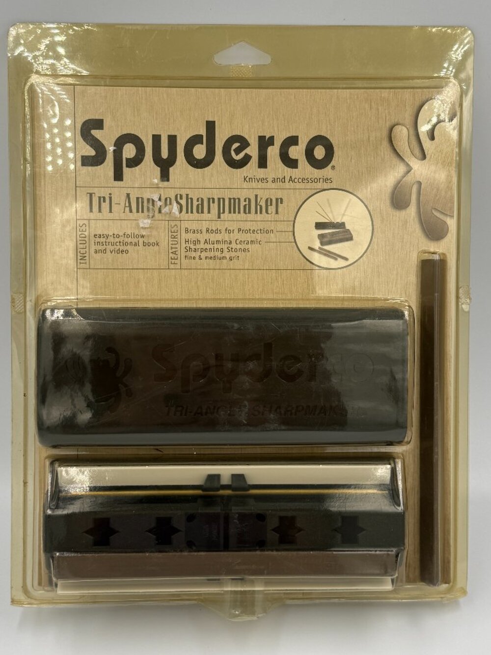 Spyderco Tri-Angle Sharpmaker Knife Sharpening Set Fine & Medium Grit DVD/ BOOK-